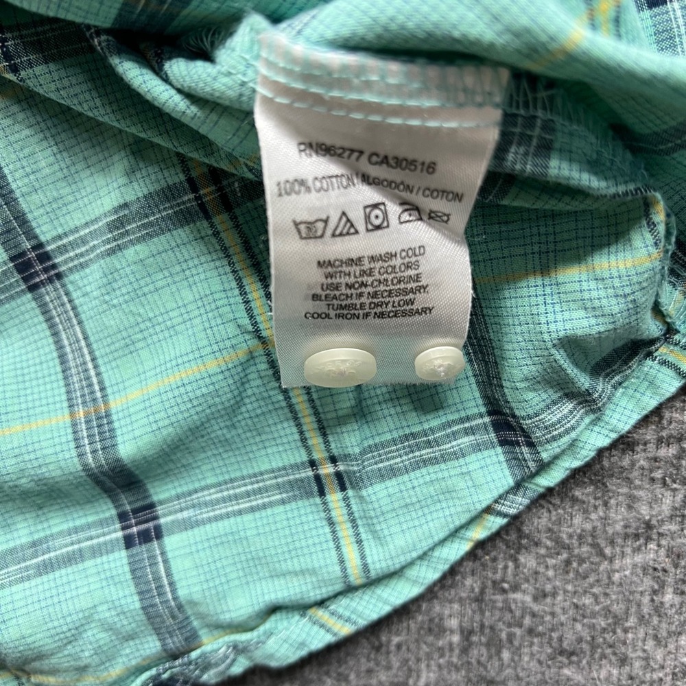 Vans Shirt Mens Small Turquoise Plaid Button Down Short Sleeve Cotton VN-ORTIPBL - Picture 14 of 15